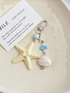 Oceanic Natural Shell Keychain, Starfish Phone Charm, Versatile Bag Pendant, Beach Vacation Accessory, Stylish and Functional