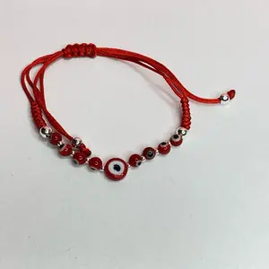 925 Sterling Silver Red Evil Eye Bracelet | Adjustable Turkish Nazar Bracelet