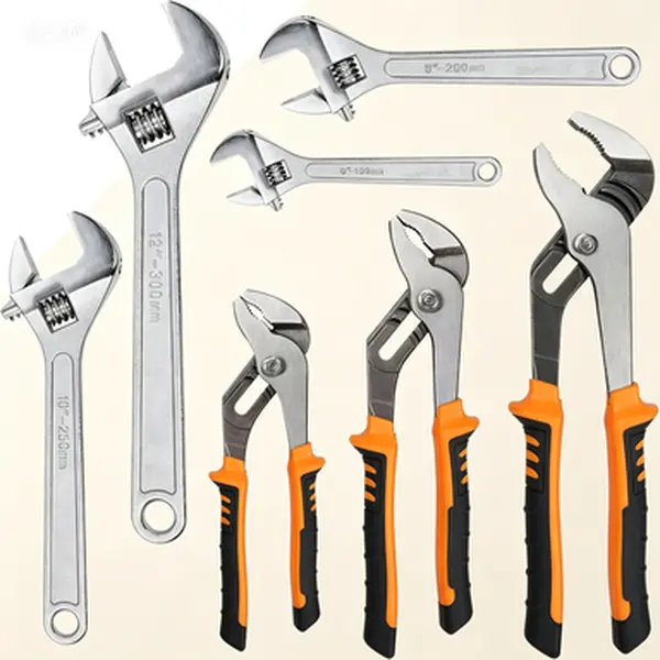 7-Pack Slip Joint Pliers Set - 3 Water Pump Pliers, 4 Adjustable Wrenches, Forged Steel, Ergonomic Anti-Slip Comfort Grip Handle, Multi-Tool for Plumbers, DIY Projects, General Maintenance