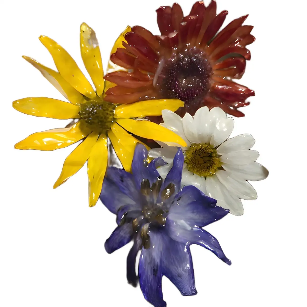 Golden Daisy Delight Brooch - Delphinium, Daisy, Rudbeckia, Chrysanthemum Symbolism