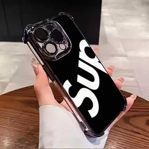 Sup Cool pattern Aesthetic Electroplated TPU Casing For iphone 16 15 14 13 12 11 X XS PRO PLUS MAX Four Corners Anti-Fall Transparent Casual Soft Silicone Phone Cases Perfect Gift for Men L1410