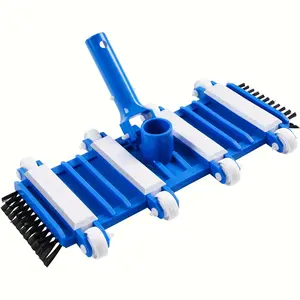 Pool Vacuum Head with 8 Wheels, Side and Bottom Brushes, Handle, Connects to 1-1/2 Inch Hose, Ideal for Above Ground Pools, Pool Accessories