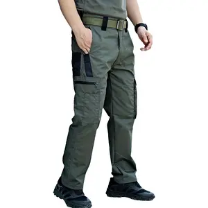 Men's Outdoor Training Pants, Multi-Pocket Work Pants, Plain-Color Waterproof Tactical Work Pants (Without Waistband), Regular Fit Pants with Pockets and Durable for Daily Use.