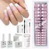 SXC Cosmetics French Tip Press On Nails, Pink Starter Kit, Ultra Fit with Pre-applied Tip Primer and Base Coat, Nail Art DIY X-Pro Tips Kit Nail Care