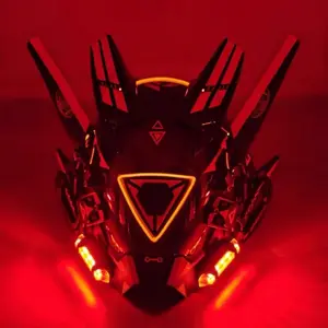 Cyberpunk Predator Helmet Male Mecha Luminous Acrylic Full Face Tactical Mask Wholesale Glow Feature Professional Technical Team