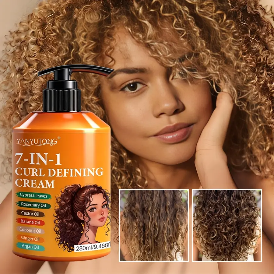7-in-1 Curl Cream 280ml, Haircare, for Afro Curls & Dreadlocks, Argan Oil Boosts Hydration & Sets Curls, Long-Lasting Bounce & Smoothness, Suitable for Curly & Wavy Hair, Tames Frizz & Non-Greasy, Lightweight Hydrating Curl Cream