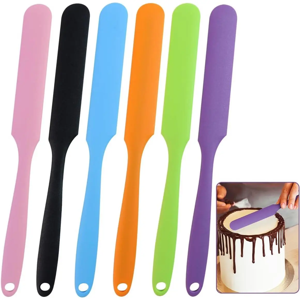 6 count  Spatula Set, Jar Scraper with Long Handle,  Jar Spatula Heat Resistant Kitchen Spatulas, Kitchen  Have Spatula, Jam Spreader for Peanut Butter