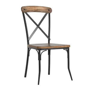Set of 2, Ash Finish Metal Frame Side Chair