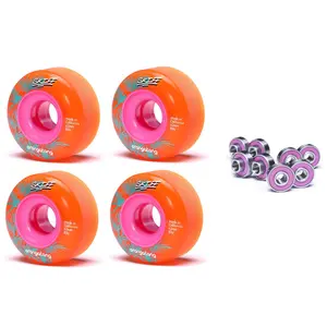 Orangatang Longboard Wheels Skiff Slasher Orange 62mm 80A with Loaded Jehu V2 Bearings