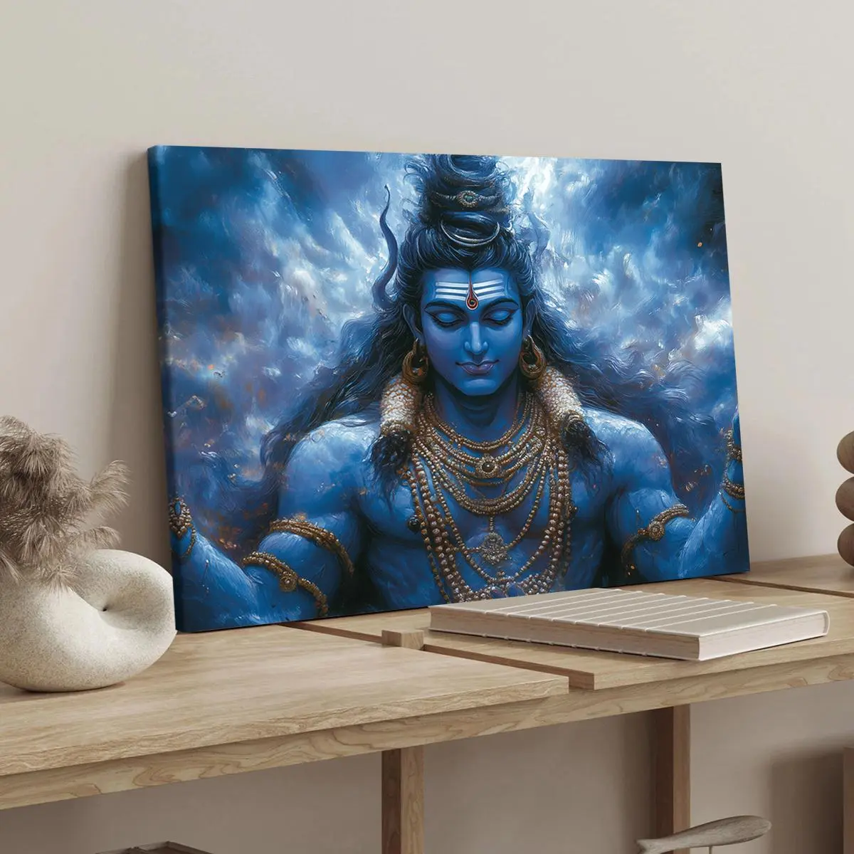 Lord Shiva Pattern Wooden Framed Canvas Painting, Modern Art Decoration, Living Room Bedroom Decoration, Hallway Office Mural, Ideal Gift, Ornaments, Wall