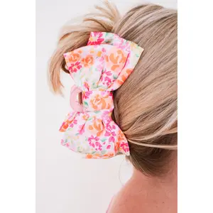 Satin Bow Claw Clip – Secret Garden Pink
