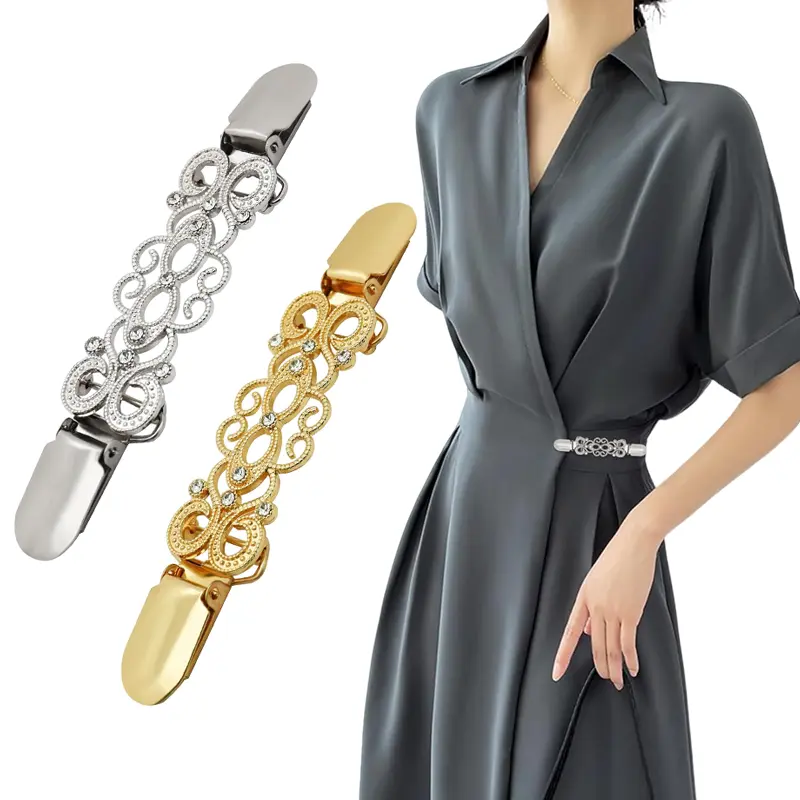 2/4 Pack Sweater Clips Vintage Cinch Retro Cardigan Collar Shawl Clips Dress Back Cinch Shirt Brooch for Women Clothing