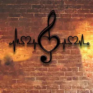 Elegant Artistic Metal Music Note Wall Art Sculpture, 11.81 Inch Home & Garden Decor, Indoor Outdoor Musical Theme Hanging Decoration
