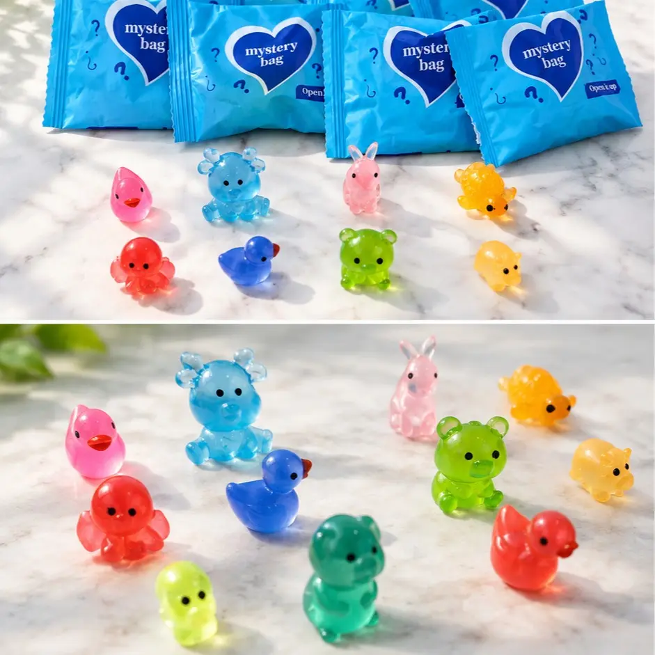 100pcs Mini Resin Fairy Animal Figurines - Cute Glossy Blind Box Assortment, Figure Decor, Home Supplies, Fairy Monumental & Decorative Collectibles, Plastic Resin Monumental & Decorative Collectibles, Glow in the Dark Home Office Desk Ornaments Gift, Glo