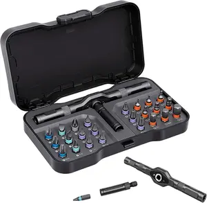 24-in-1 Magnetic Ratchet Multi-Bit Screwdriver Set withS2 Steel Bits, 6.2° Fine Ratchet Gear, Extended LeverHandle & Detachable Grip, Compact Tool Kit for HomeAppliances, Small Furniture & Home DIY