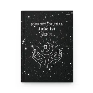 Gemini Journey Journal, Astrological Notebook, Cosmic Writing Journal, Astrology Gift, Black Matte Journal
