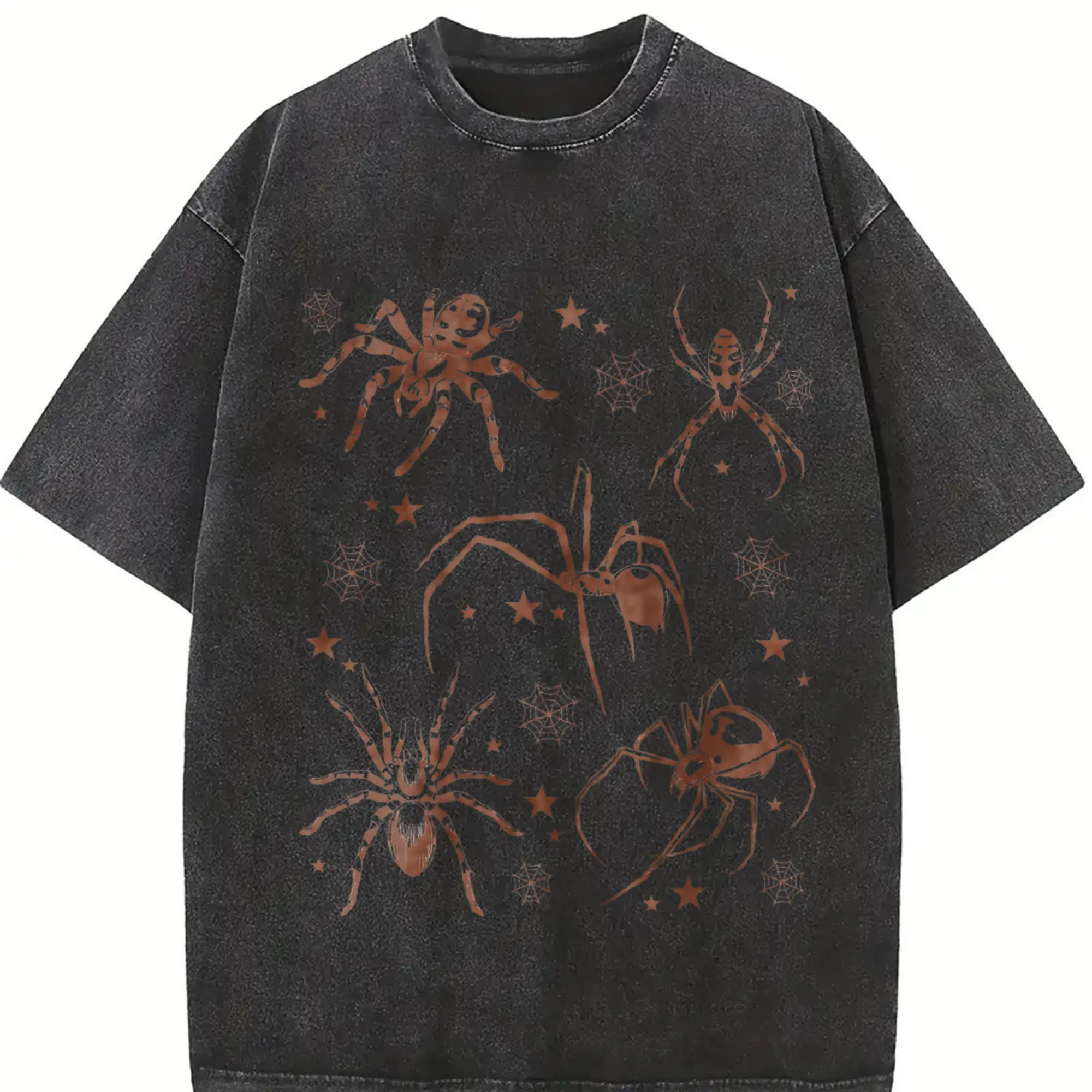 Spider Tattoo Vintage T-Shirt, Retro Web Insect Graphic Tee, Creepy Gothic Arachnid Horror Shirt, Halloween Nature Bug Creature Top