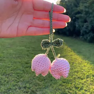 Pink Crochet Tulip Charm
