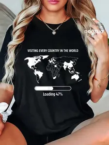 100% Cotton Visiting Every Country In The World Loading 47% World Map T-Shirt
