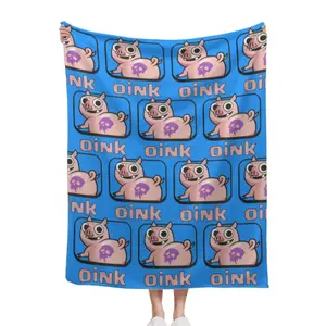 Clash Royale Pigussy Meme Blanket - Evil Pig & Skull Print Soft Throw, Funny Game Emote Inspired Home Decor for Sofa/Bed