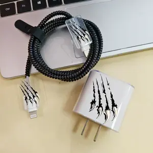 5-Piece Set Scratch Marks Sharp Scratches Contours, iPhone Charger Protection Case Data Cable Protector Anti-Break/winding Organizer Gift