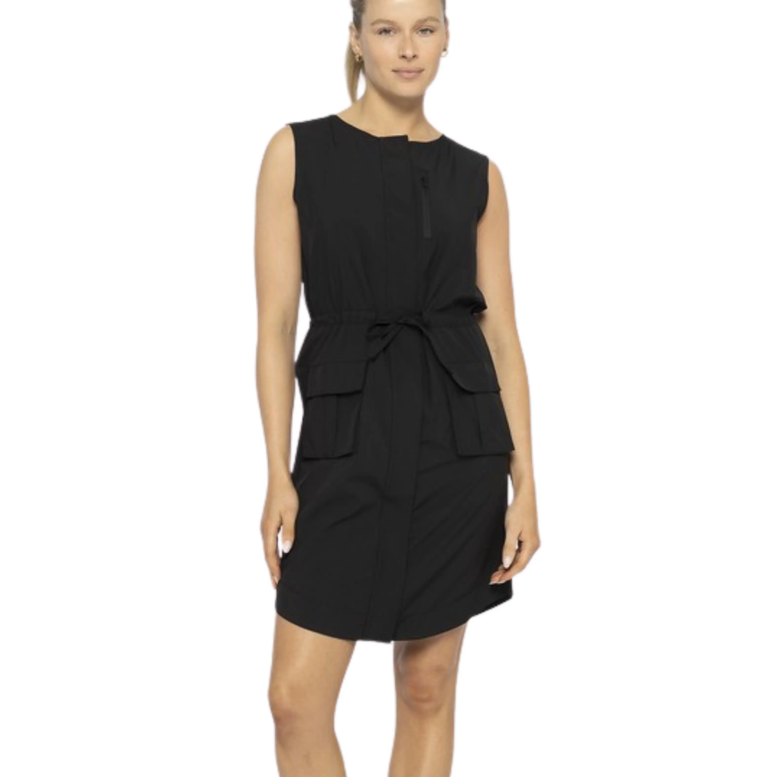 Stretch Woven Mini Dress with Cargo Pockets