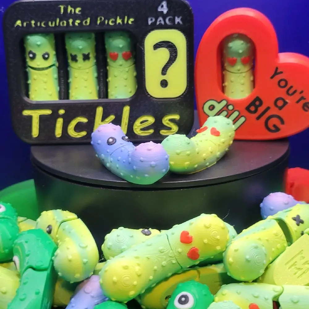Tickles 3D Printed Pickle Collection - Keychain & Figures, Various Colors, Fun and Unique Design
