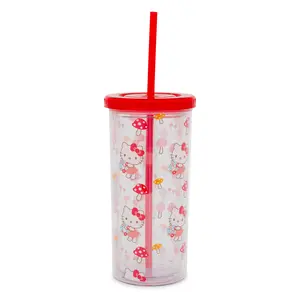 Sanrio Hello Kitty Mushrooms Carnival Cup With Lid and Straw | Holds 20 Ounces