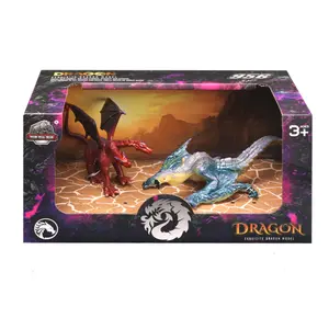 2Pcs Mythical Dragon Action Figures Set, Realistic Double Head & Ice Crack Tooth Dragon Toys for Kids dinosaur jumbo bundle