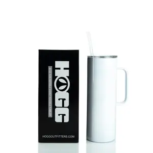 20oz Sublimation Blank Hoggdle Skinny Tumbler W/ Sliding Lid & Straw