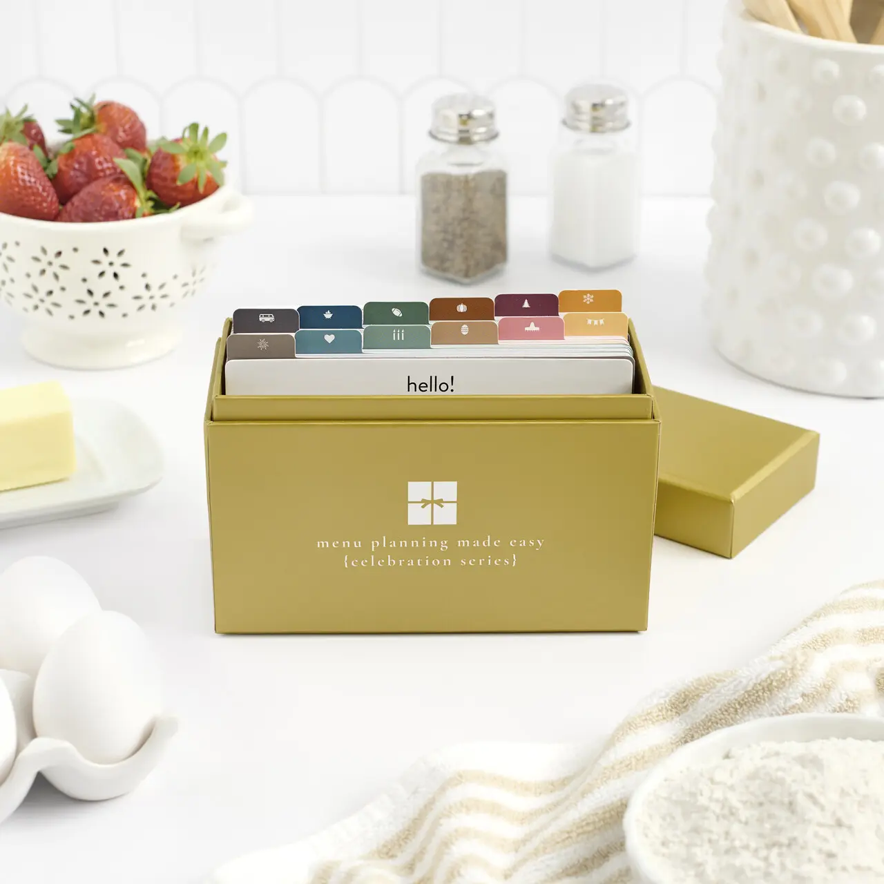 Celebration Menu Planning Box (TikTok Edition with Photos) – 12 Themed Menus, Including Appetizers, Valentine’s Day, Birthday Parties, Easter, Cinco de Mayo, Brunch Buffets, Vacations, BBQs, Game Day, Thanksgiving, Christmas Day, and Christmas Goodies