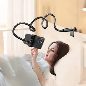 Flexible Goose Neck Phone Stand and Smartphone Holder with Long Arm and Clip Design, Suitable for Lazy Bed Head, Bed Table Headboard Desktop, 360 Degree Rotation