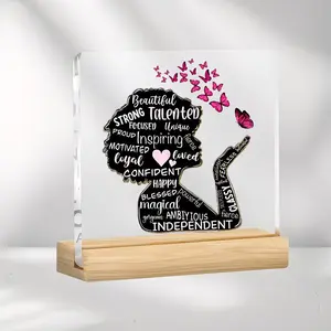 "You Are Powerful, Beautiful, And Amazing" Positive And Inspiring Glass Effec Sign - Inspirational Gift for Women, Inspirational Decorative Sign, Versatile Office And Home Decor