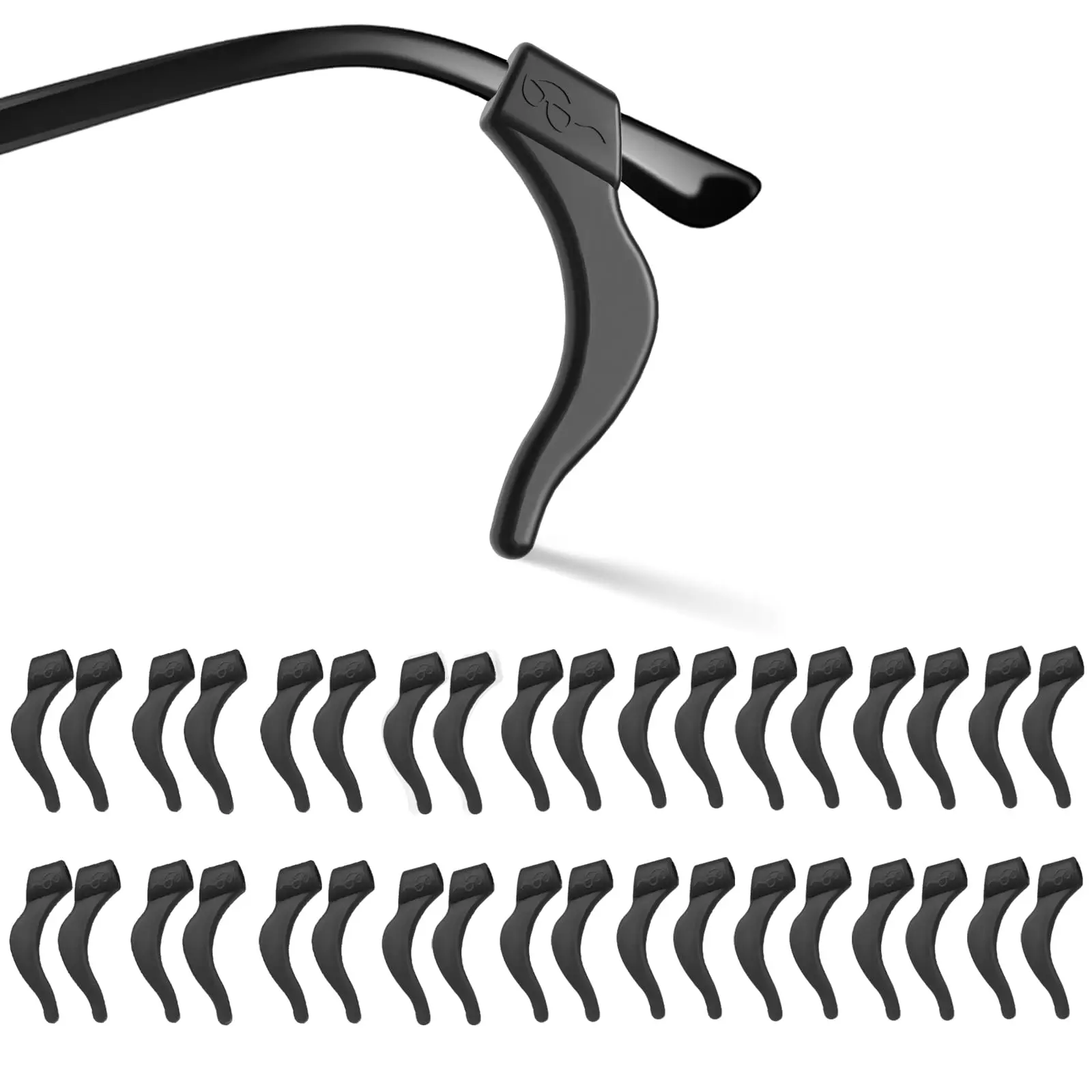 20 Pairs Eyeglass Ear Grippers, Soft Silicone Anti-Slip Holders, Useful for Kids' Glasses and Sports, Ergonomic Design for a Secure Fit, Lightweight, Cushion Holders, Fits Most Kids And Adult Size, Solid