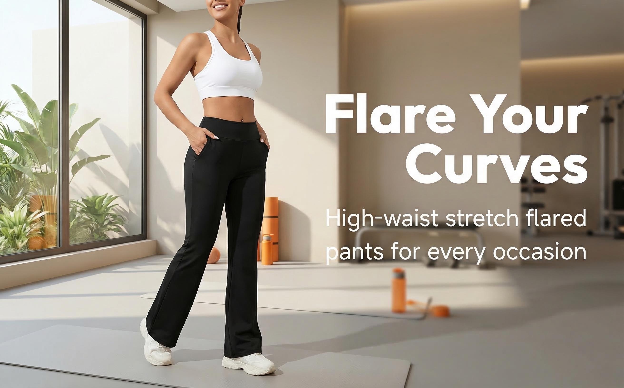 Women's High Stretch Micro Flare Sweatpants Soft Elastic Flare Yoga Pants