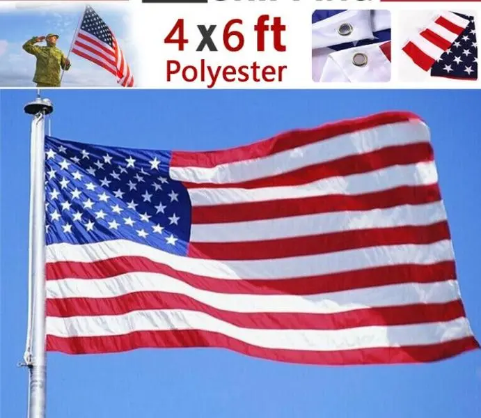 4X6FT Polyester American Flag 120cmX180cm USA Flag Outdoor Yard Decor Stars Brass Grommets