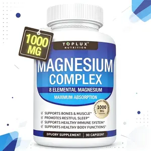 Magnesium Glycinate Complex 1000mg Elemental Magnesium 8 Forms Citrate Malate Taurate Bisglycinate Easy Absorption Supplement Support Bone Muscle Immune Health 90 Capsules Natural Daily Dietary Supplement for Men Women