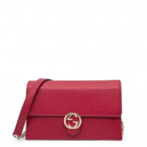 Pre-owned GUCCI Leather Shoulder Bags Shoulder Bag Grained Calfskin Red (cr0722a1)