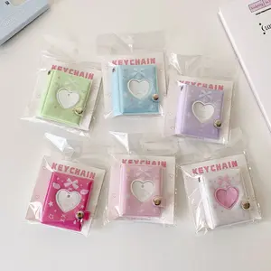Kpop Photocard Holder Keychain  2 Inch Mini Photo Album with Heart Shape Cute Anime Card Storage Binder for Fans and Couples New