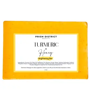 Turmeric & Honey Brightening Bar - Hydrating Soap with Bergamot & Frankincense Essential Oils - Gentle Formula for All Skin Types