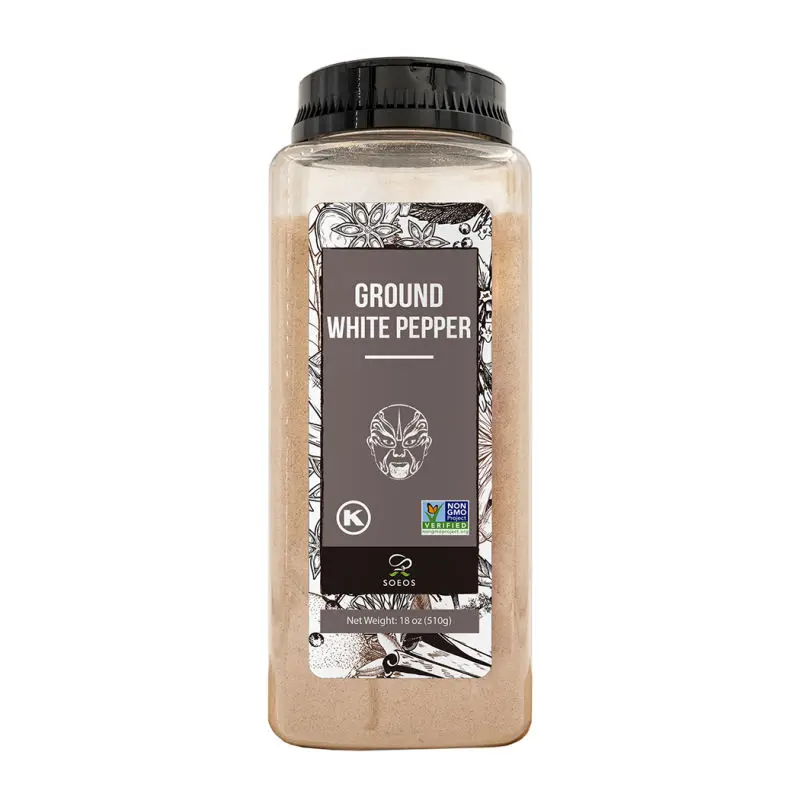 Soeos Fine Ground White Pepper 18oz (510g), Freshly Packed to Keep Peppers Fresh, Fine Grain, White Pepper Powder, White Peppercorns Powder