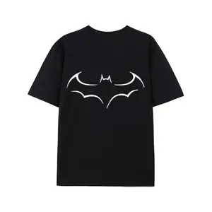 Cotton  size mens loose t shirt fashion bat print mens short sleeve t shirt summer new mens casual t shirt black -1 t shirt Outfit for going out, comfortable cotton, casual and loose, pure cotton T-shirt, suitable for all seasons, unisex