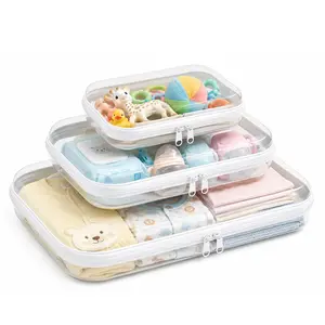 6 Pack Clear Hard Shell Zipper Organizer, Portable Travel Cosmetic & Toiletry Bag, Zippered Toy Case, Pencil Pouch, Toy Storage Container, Waterproof and Dustproof Hard Plastic Makeup Pouch, Travel Clear Zipper Storage Box, Valentine's Day Gifts