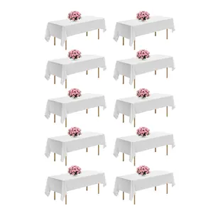 VEVOR White Tablecloths for Rectangle Tables, 10 Pack, 60 x 102 Inches, Reusable and Machine Washable Table Clothes, Wrinkle-Resistant Polyester Fabric Table Covers for Wedding, Party, Banquet