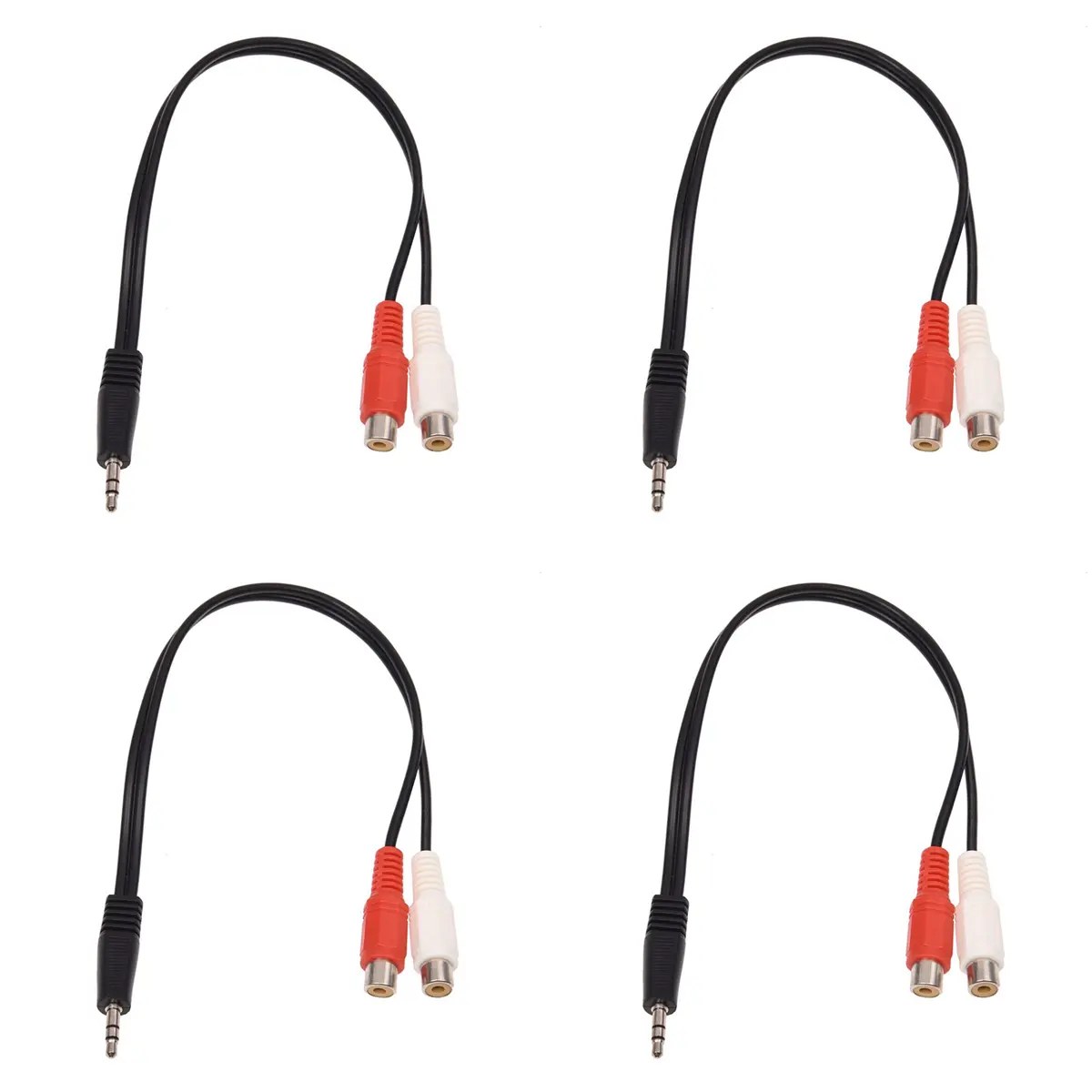 4pcs 3.5mm Male-to-2x RCA Female Stereo Audio Adapter Cables (10 in, +/-+/- 1-3Cm Tolerance), 3.5mm Headphone Jack Accessory for Audio Connections, as Shown Set, Accessories, 3.5Mm Stereo Jack