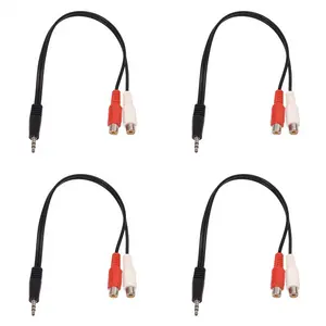 4pcs 3.5mm Stereo Adapter Headphone Jack to 2 RCA Jack Adapter Audio Cable, 3.5mm Male to 2x RCA Female