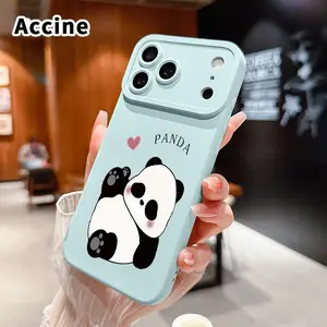 Large Window Phone Case for iPhone 17 Air 16 15 14 13 Pro Max Plus Cute Panda Design Pattern Full Body Protection Shockproof Soft Silicone Cover