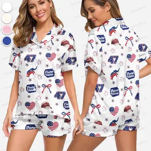 Trump Pajama Set, Trump 2025 Pajamas Set, Trump Premium Satin Pajama, Trump Supporter Sleepwear, Women Lounge Wear, Premium Pajamas, Gift For Her Him