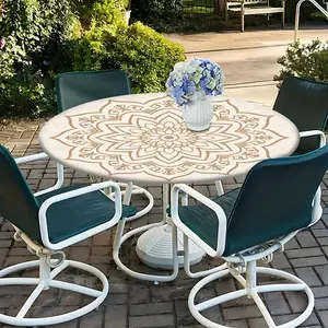 1PC Bohemian Mandala Elastic Round Tablecloth, Lightweight Fashion Design, Perfect for Picnic, Camping, Party, Restaurant, Kitchen, Outdoor