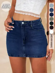 Women's Y2K Fashion Denim Mini Skirt with Pockets, Comfortable Daily Wear, Casual Style for Travel and Festive
